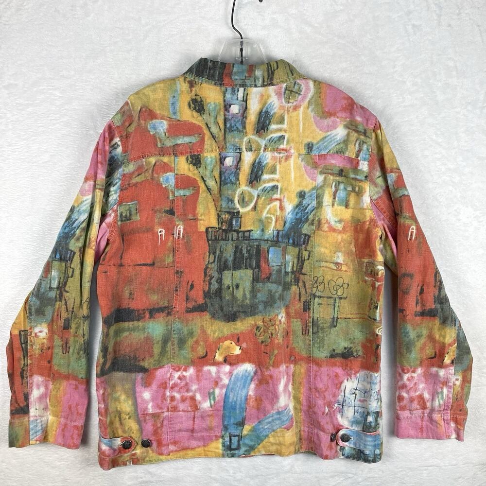 Vtg Chicos Patchwork Linen Jacket Coat Womens M M… - image 7